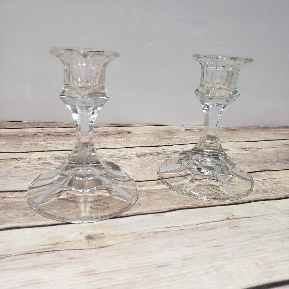 Vintage Clear Glass Candle Holders